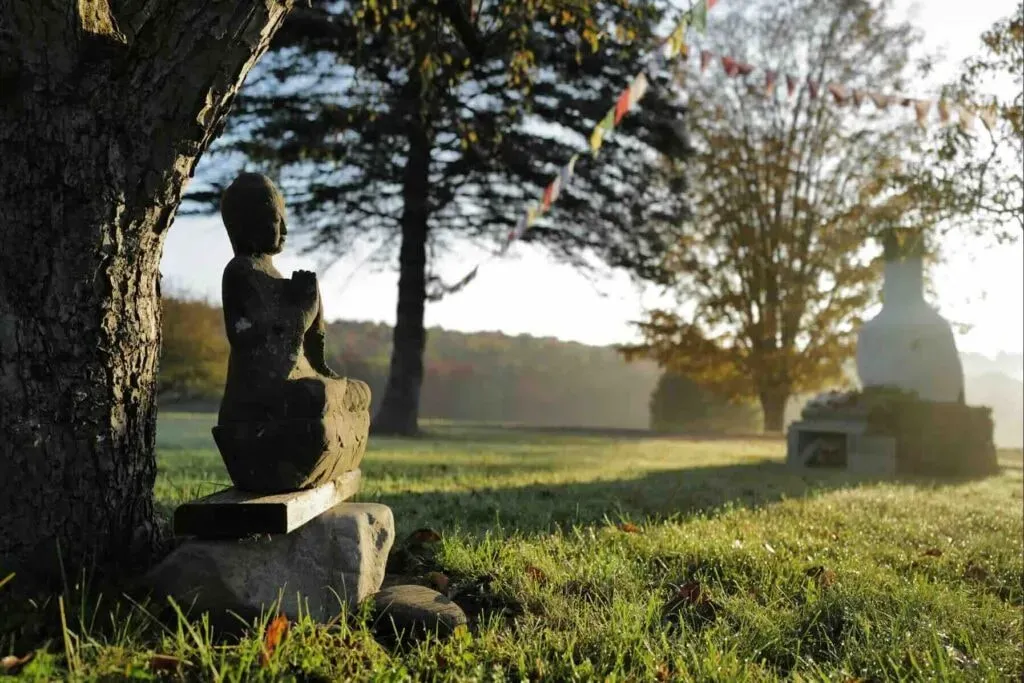 Samye Hermitage New York — The center is located in Cooperstown, New York, offering a peaceful rural environment. The address, 412 Glimmerglen Road, suggests a setting that is likely quiet and conducive to contemplation, away from urban distractions.