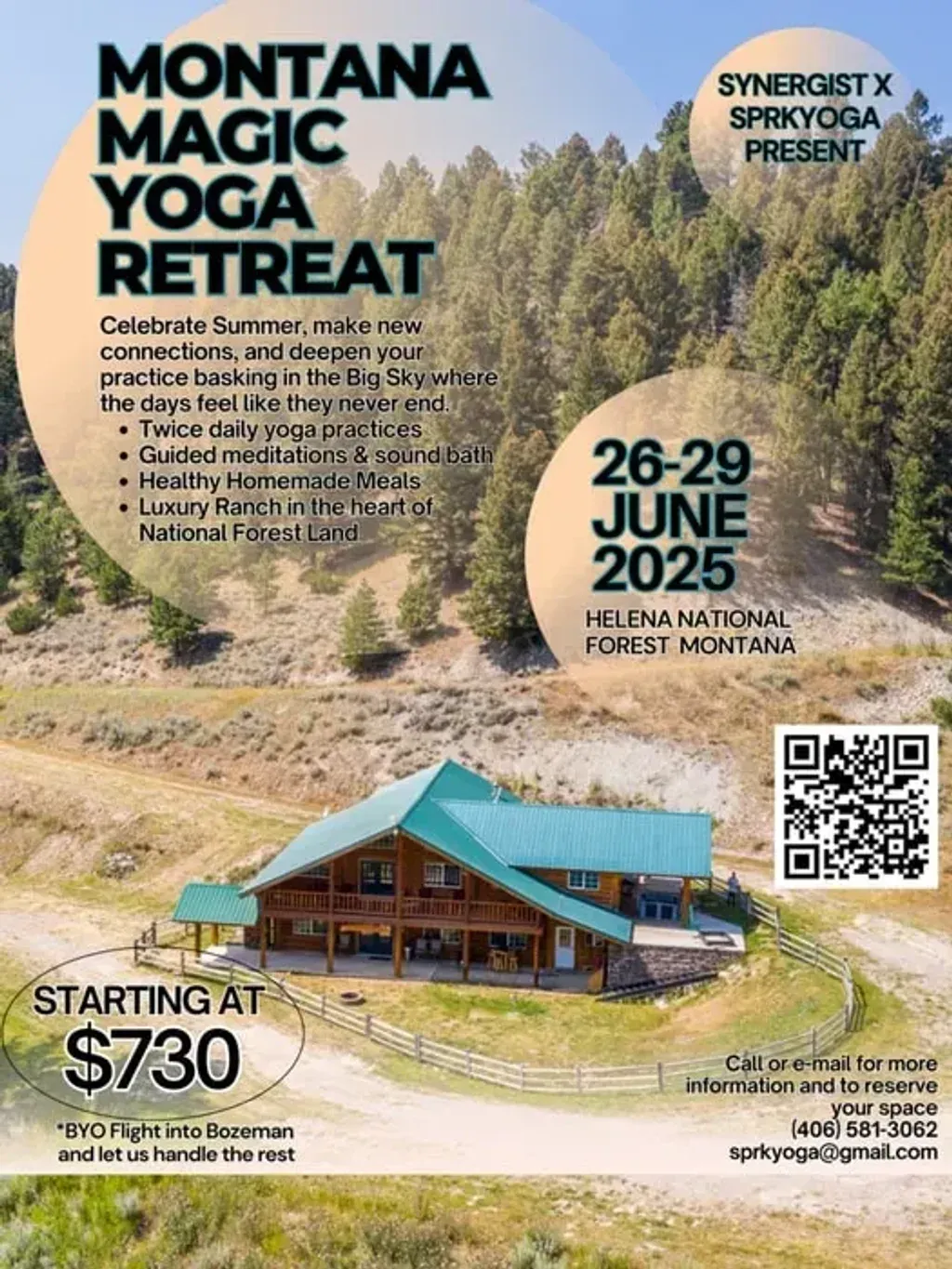SPRK yoga — set within the expansive beauty of Helena National Forest in Montana, the center offers a tranquil natural backdrop for reflection and practice. The crisp mountain air and surrounding wilderness create a peaceful atmosphere, ideal for disconnecting from daily stresses and reconnecting with oneself.
