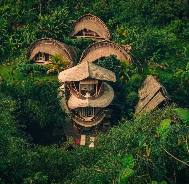 Sun Sang Eco Retreats — set in the lush landscapes of Bali, Sun Sang Eco Retreats provides a serene and harmonious environment. The open-space design of its unique bamboo houses allows guests to feel deeply connected to the natural world, surrounded by the vibrant flora and fauna of the island. It's a place where the sun shines brightly, fostering a sense of peace and rejuvenation.