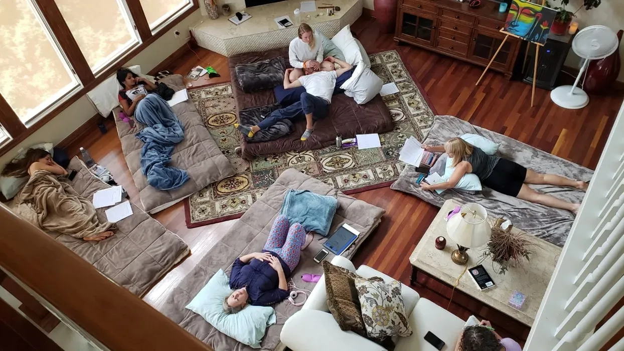 The Sacred House of Eden — The retreat is located in Colorado, offering a sanctuary-like atmosphere within what they describe as a stunning Eden House. It's designed to feel luxurious, akin to a five-star hotel, providing a comfortable and supportive environment for deep work.